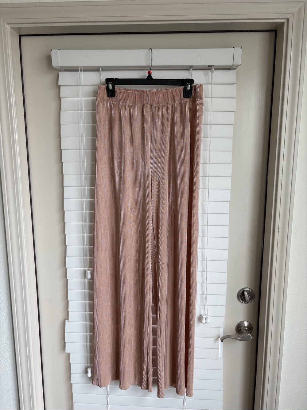 Windsor Blush Pink Metallic Pleated Wide Leg Pants